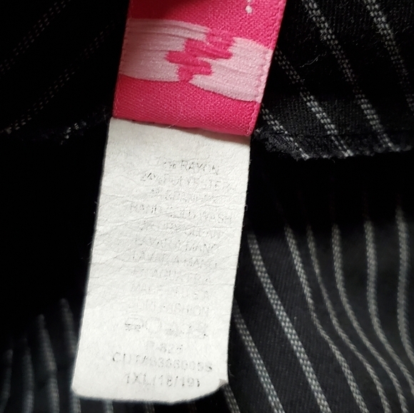 VINTAGE 90s Dori Goth Black White Pinstripe Stretchy Flare Wide Leg Trousers - Picture 11 of 11